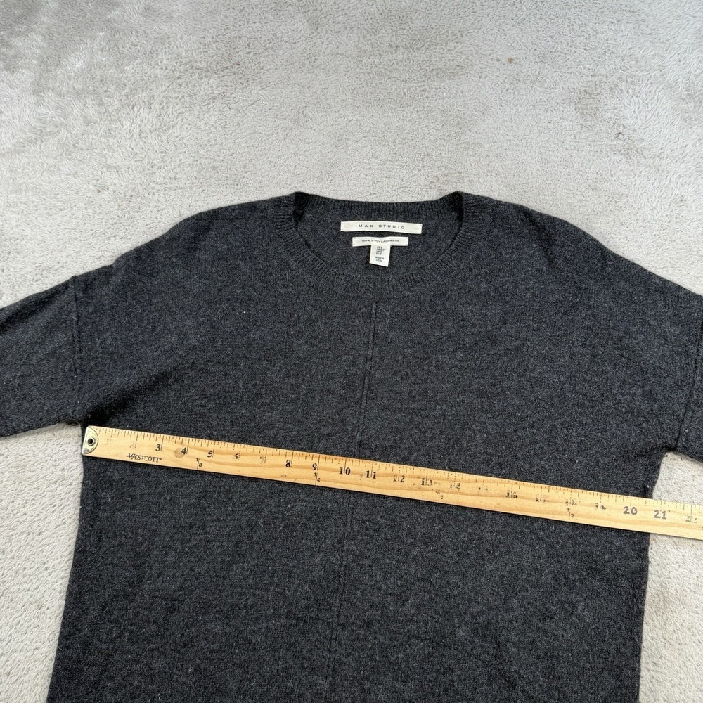 Max Studio Sweater Womens Small Grey 100% Cashmere 2 Ply Oversized Crewneck Soft - Picture 3 of 6